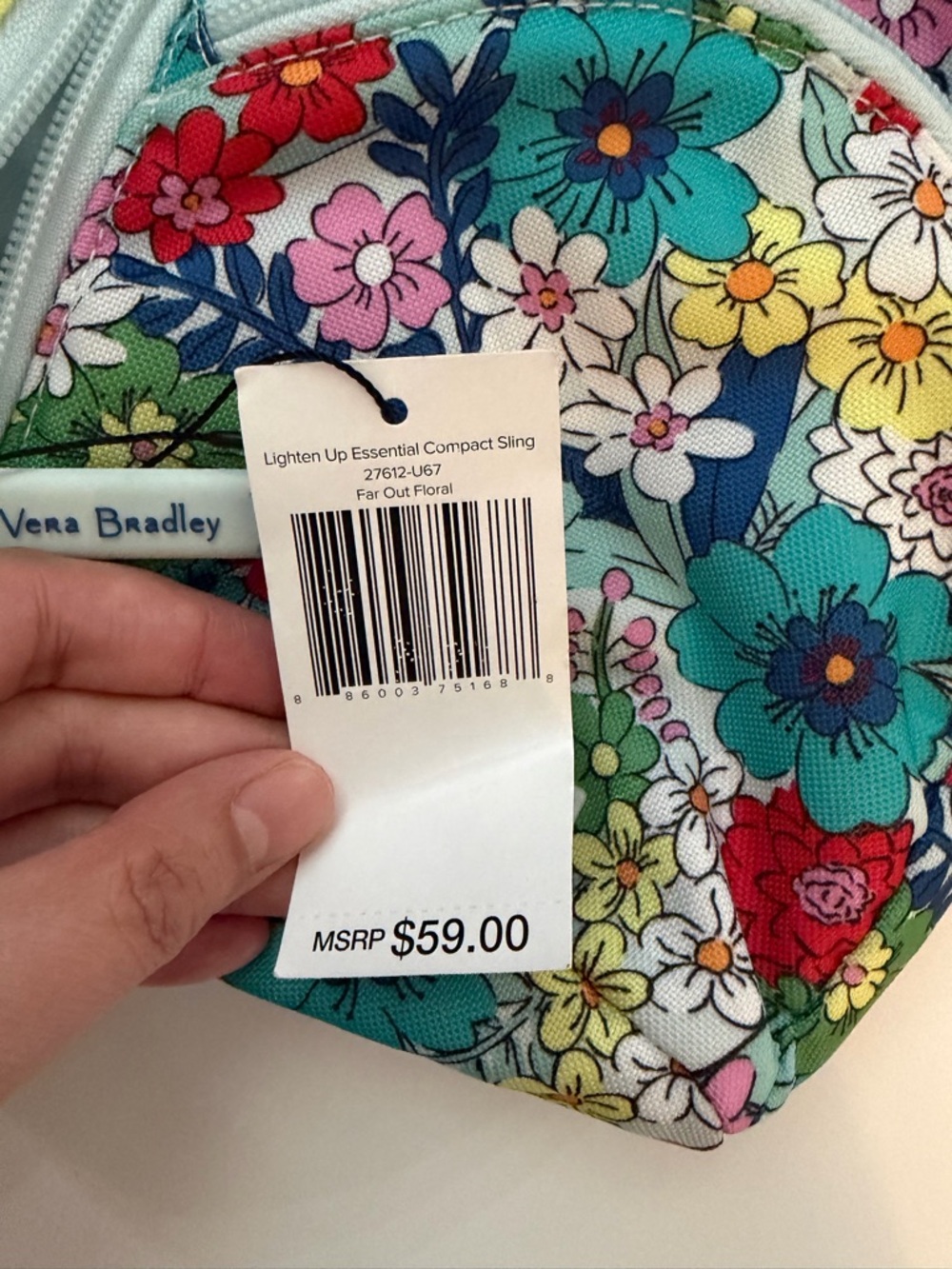 NWT Vera Bradley Light Blue Multi Floral Crossbody Sling Bag - Picture 3 of 4